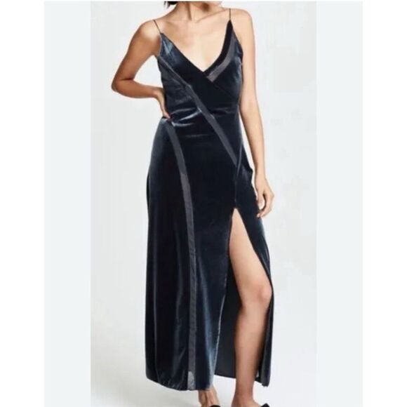 Free People Intimately Women Spliced Velvet Maxi Dress Jade size M - Picture 1 of 10